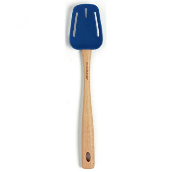 Chasseur Silicone Slotted Spoon with Wooden Handle Blue sh/03581