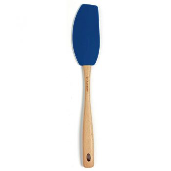 Chasseur Silicone Curved Spatula with Wooden Handle Blue