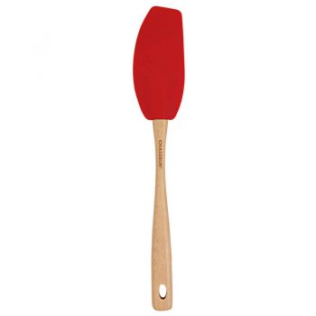 Chasseur Silicone Curved Spatula with Wooden Handle Red