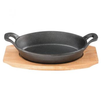 Pyrolux Pyrocast Cast Iron Oval Gratin 15.5x10cm with Maple Tray