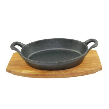 Pyrolux Pyrocast Cast Iron Oval Gratin 21.7x15cm with Maple Tray