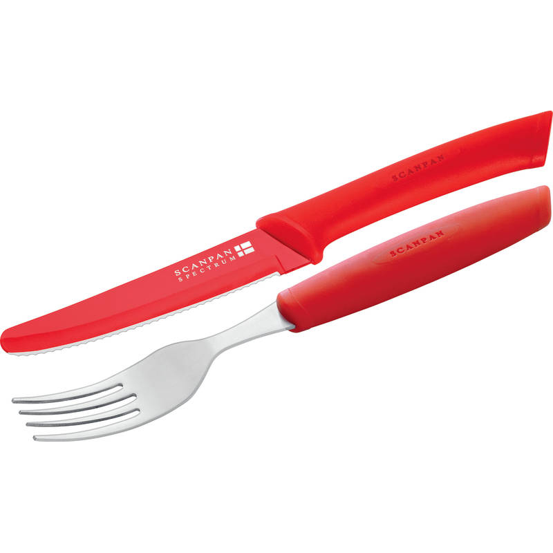 Scanpan Spectrum Steak Knife and Fork Set Red Chef's Complements