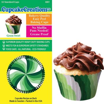 CupcakeCreations Green Swirl Baking Cases Pack of 32