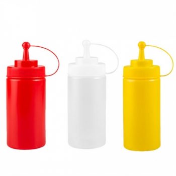 Sauce Bottle 480ml Wide Top With Cap (3 Colours)