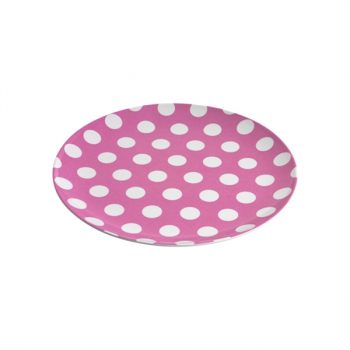 JAB Melamine Coupe Plate White Dots on Pink 20cm