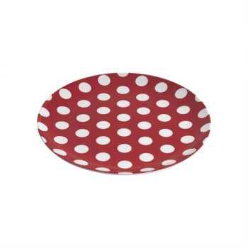 JAB Melamine Coupe Plate White Dots on Red 20cm