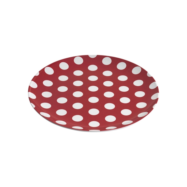 JAB Melamine Coup Plate White Dots on Red 20cm - Chef's Complements