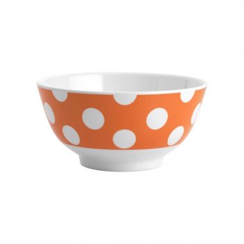 JAB Melamine Cereal Bowl White Dots on Orange