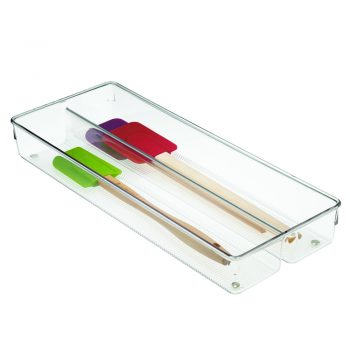 iDesign Linus Storage Tray Shallow Wide Divided Large