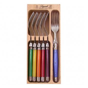 André Verdier Laguiole Debutant Fork Set of 6 Coloured