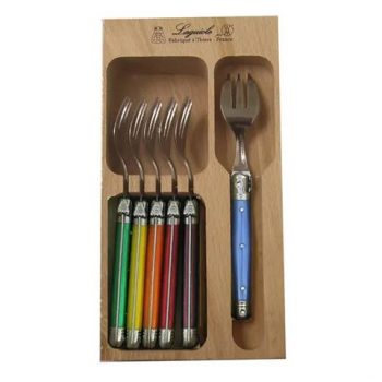 André Verdier Laguiole Debutant Cake Fork Set of 6 Coloured