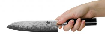 DM0718 Kai Shun Classic Granton Santoku Knife 18cm Holding