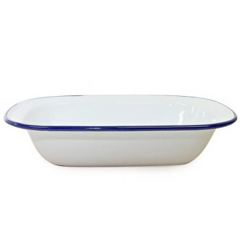 Falcon Enamelware Pie Dish 20x15cm White with Blue Rim