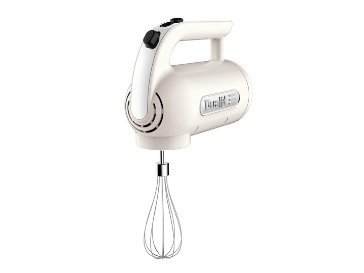 dualit canvas white hand mixer with whisks