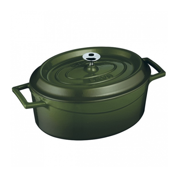 Lava Cast Iron Oval Casserole Green - Chef's Complements