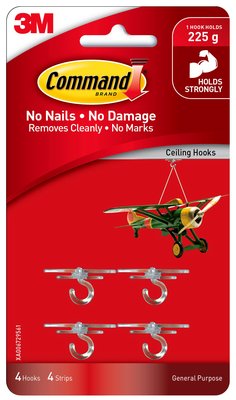 3m Command Adhesive Party Ceiling Hooks Clear 4 Pack Chef S Complements