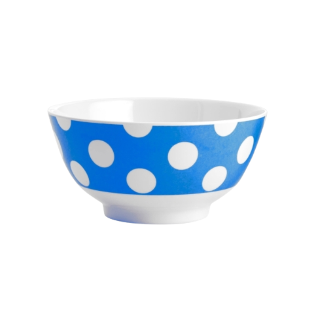 JAB Melamine Cereal Bowl White Dots Blue
