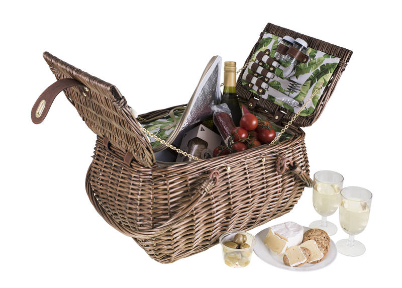 Avanti 4 Person Picnic Basket Tropical Leaf Pattern Chef S Complements Avanti 4 Person Picnic Basket Tropical Leaf Pattern