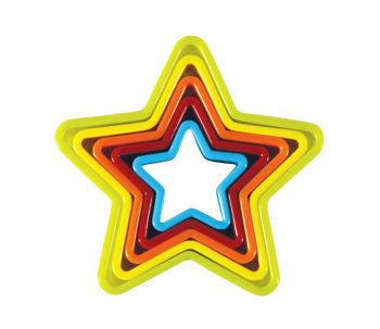 avanti mullti-coloured plastic star shaped cookie cutter set