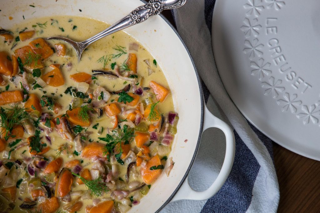 Mussel Kumara Chowder Le Creuset