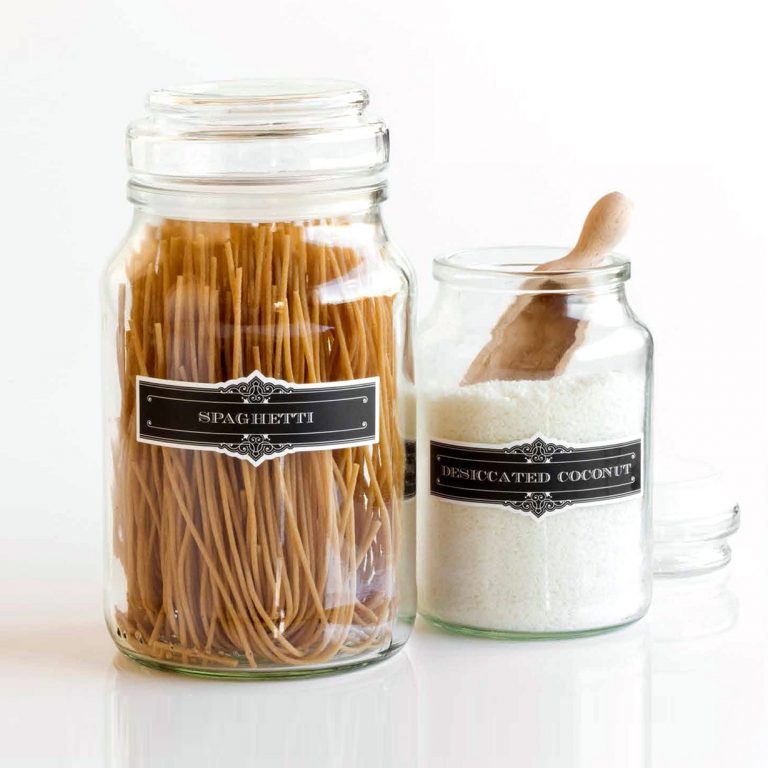 food storage pantry label collection on jars