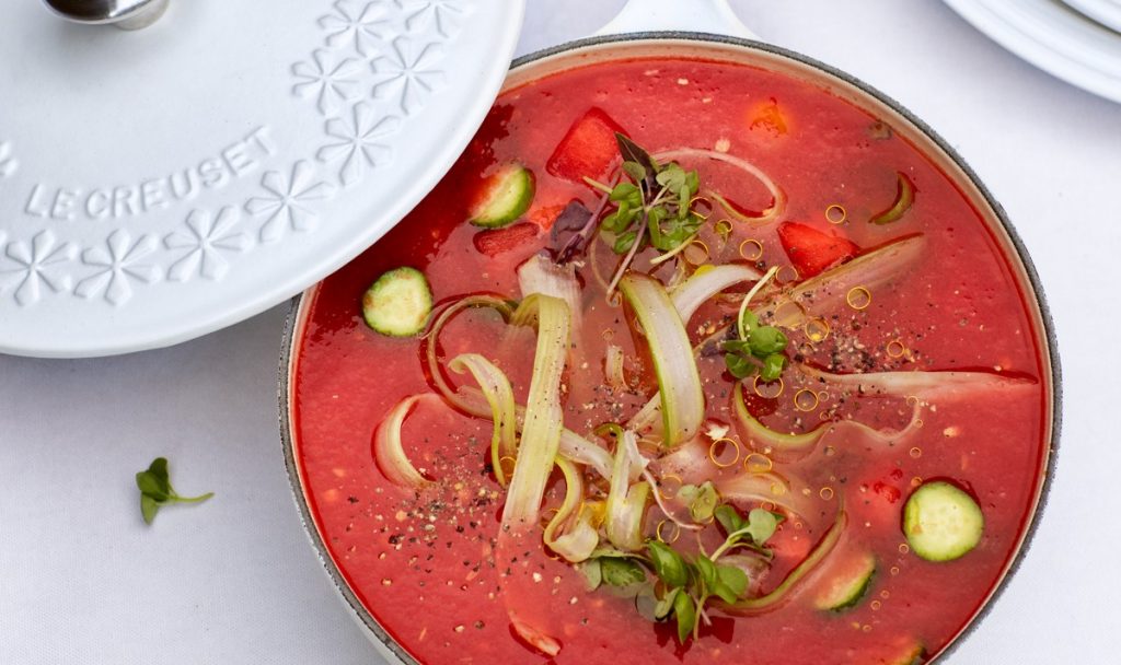 Watermelon and Roast Tomato Gazpacho