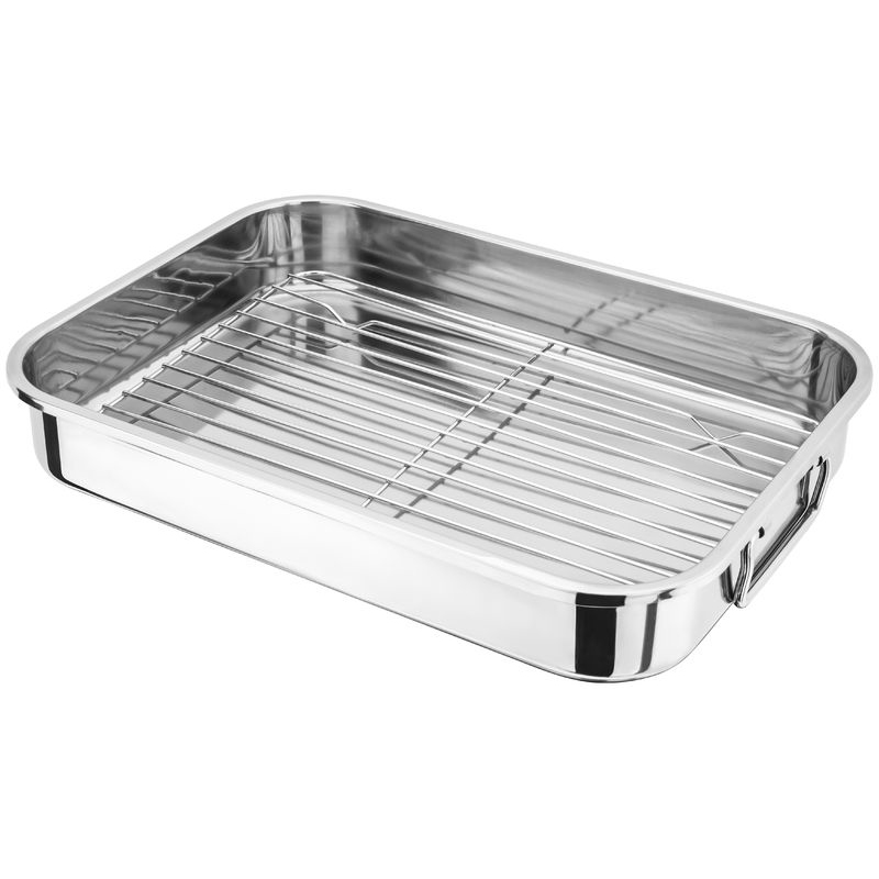 stainless steel roasting pan with rack
