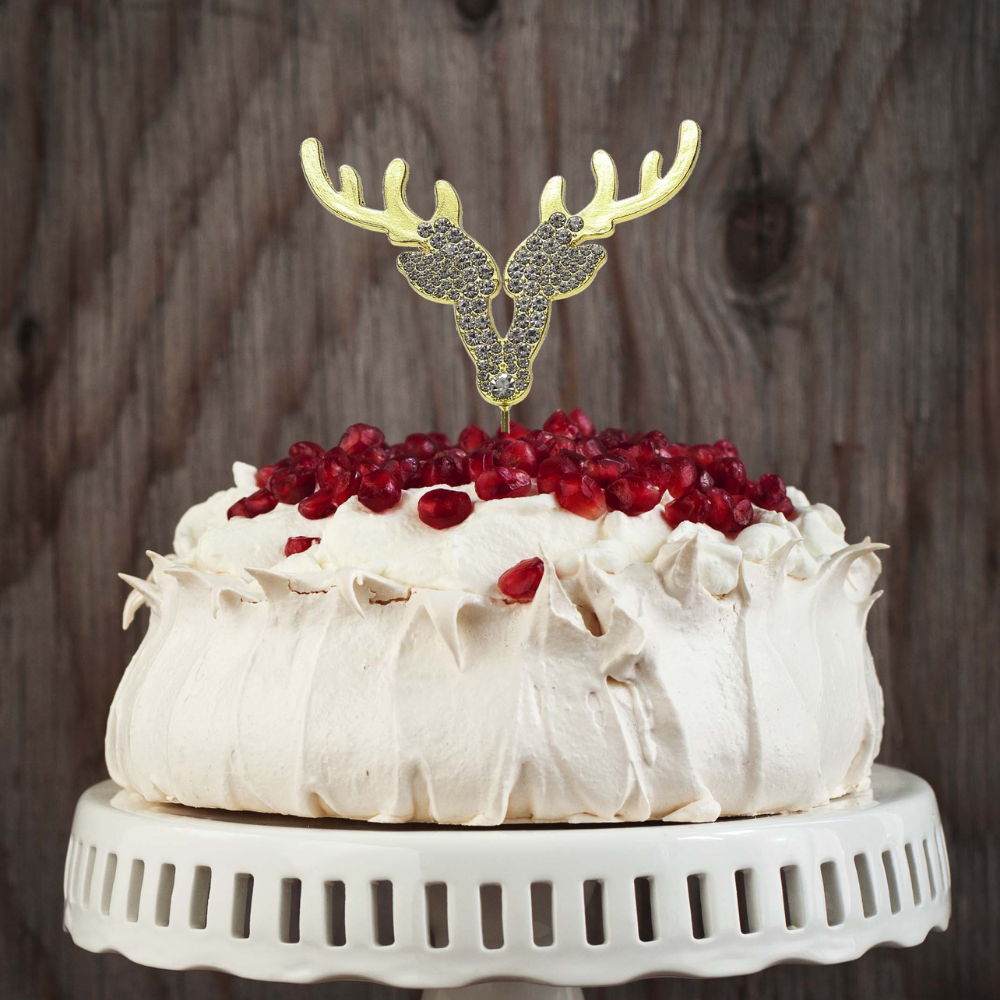 Sugar Crafty Diamante & Gold Reindeer Cake Topper (1)