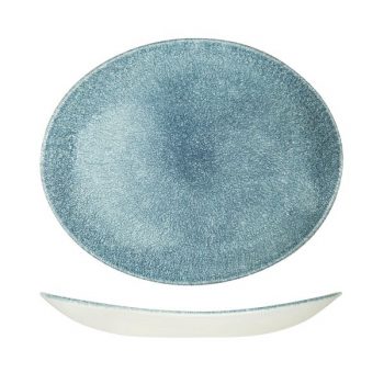 raku oval topaz blue couple plate