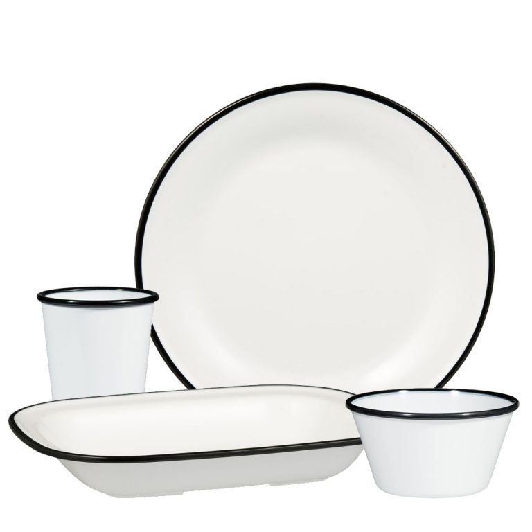 Ryner Melamine Evoke White with Black Rim Range