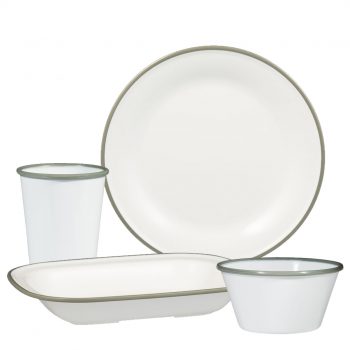 Ryner Melamine Evoke White with Grey Rim Range (7 Variations)