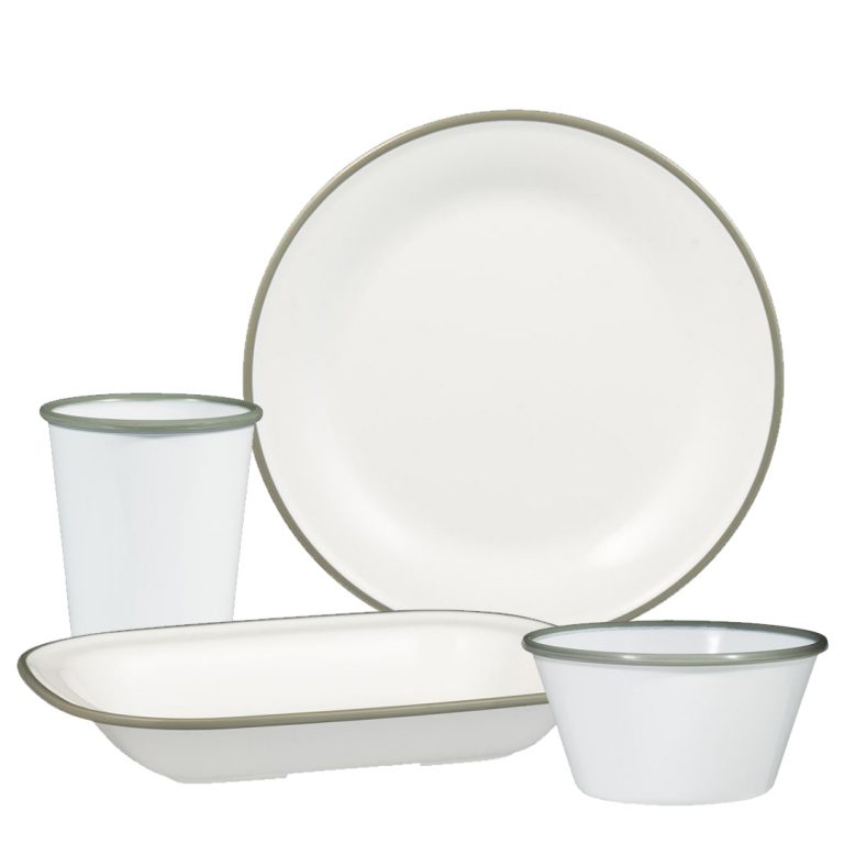 Ryner Melamine Evoke White with Grey Rim Range