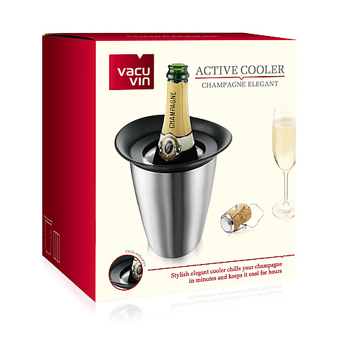 VV3647360 Vacu Vin Active Cooler Champagne Elegant Stainless Steel Boxed