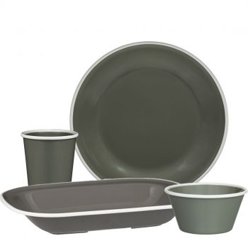 Ryner Melamine Evoke Grey with White Rim Range