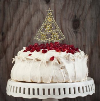 Pavlova Cake With Pomegranate. Meringue Cake With Pomegranate