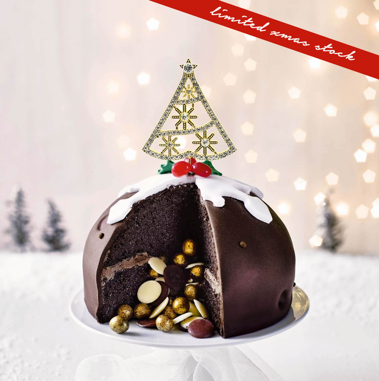 Diamante Gold Christmas Tree Cake Topper Diamante Gold Christmas Tree Cake Topper