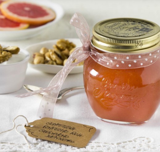 Bormioli Rocco Quattro Stagioni Amphora Jars Pink Grapefruit Jam with Honey Cardamom and ginger