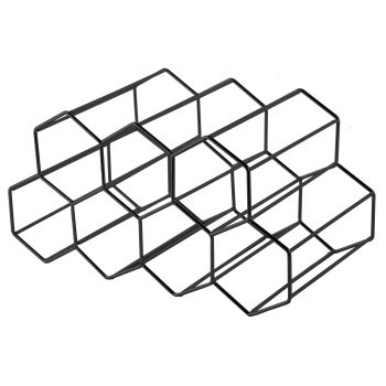 Bartender Hexagonal 9 Bottle Wine Rack Black