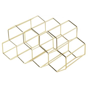 Bartender Hexagonal 9 Bottle Wine Rack Gold