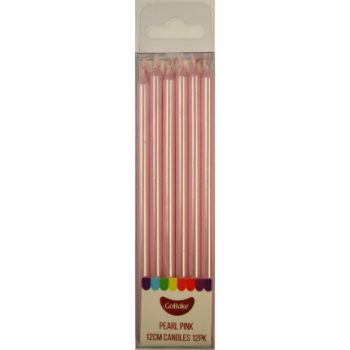 GoBake 12cm Pearl Pink Candles Pack of 12