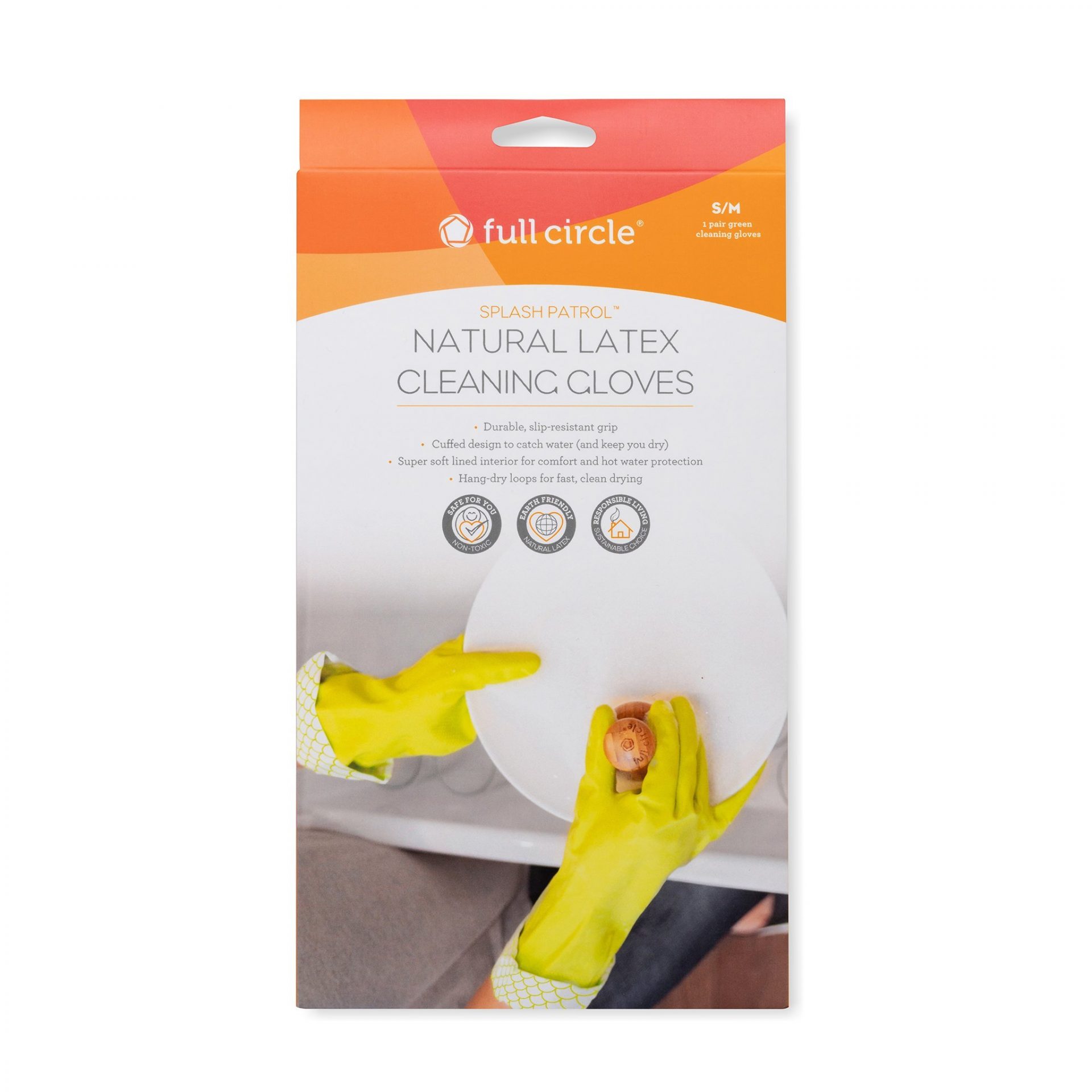 Full Circle Splash Patrol Natural Latex Cleaning Gloves Large Green Product Image 2