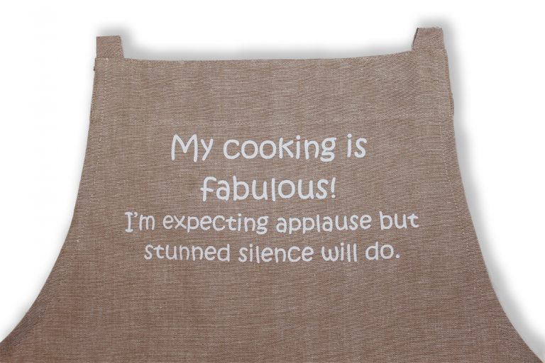 Karen Design Apron Natural 'My cooking is fabulous!' Chef's Complements