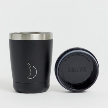 Chilly's Stainless Steel Double Wall Coffee Cup 340ml Monochrome Black