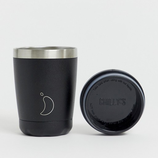 Chilly’s Stainless Steel Double Wall Coffee Cup 340ml Monochrome Black