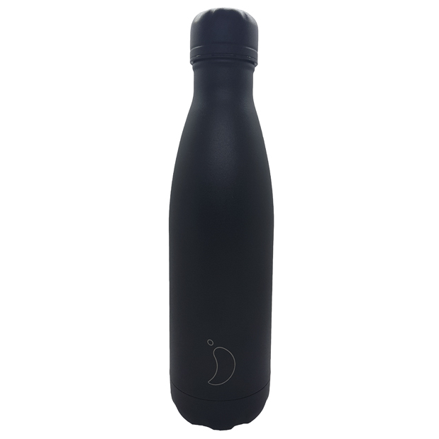 Chilly’s Stainless Steel Double Wall Bottle 500ml Monochrome All Black