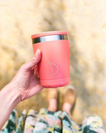 Chilly's Stainless Steel Double Wall Coffee Cup 340ml Pastel Coral
