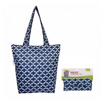 Sachi Insulated Folding Market Tote Morrocan Navy