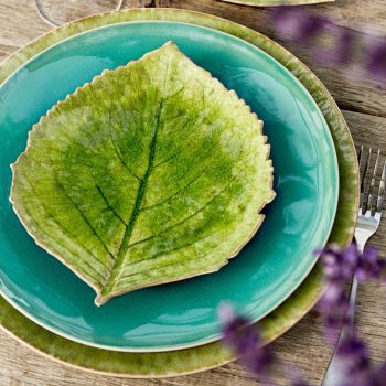 riviera hydrangea leaf place setting