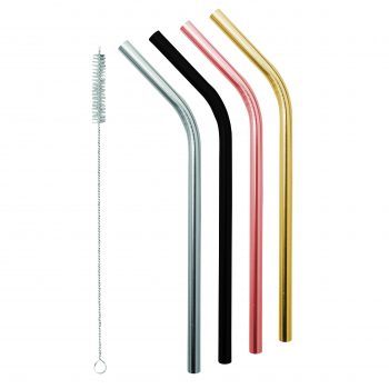 Avanti S/S Precious Metals Smoothie Straws with Cleaning Brush Set of 4