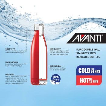 Avanti Fluid Double Wall Stainless Steel Insulated Bottles Diagram